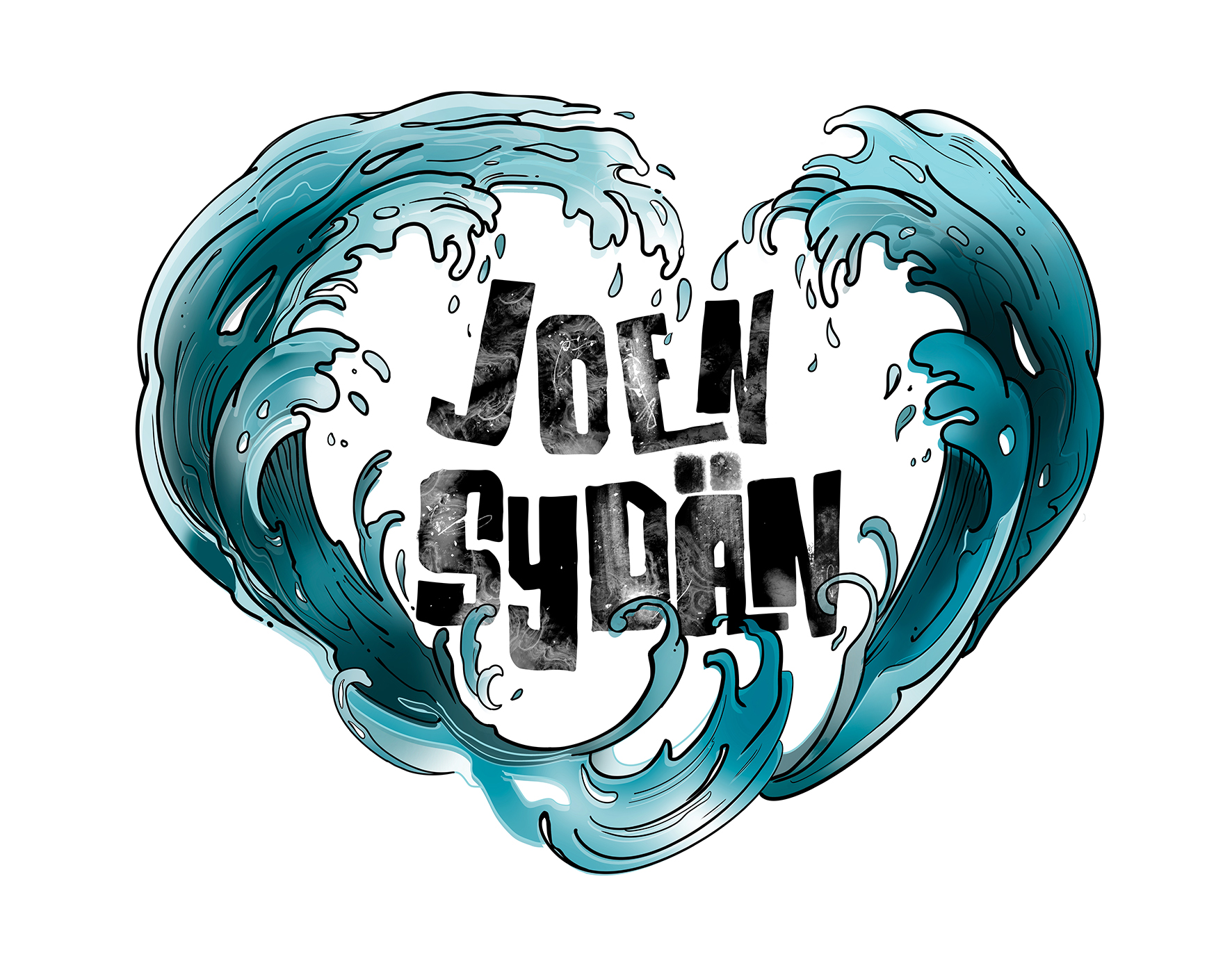 Kuvassa piirros sydänmuotoon piirretyistä aalloista, keskellä teksti Joen Sydän.